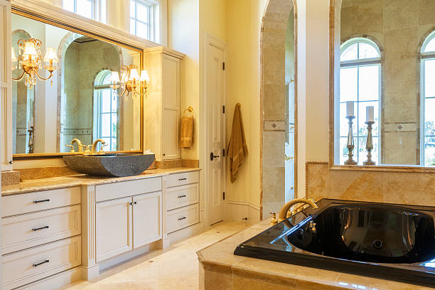 istock Luxury Master Bathroom with Free Standing Bath Tub 499403300