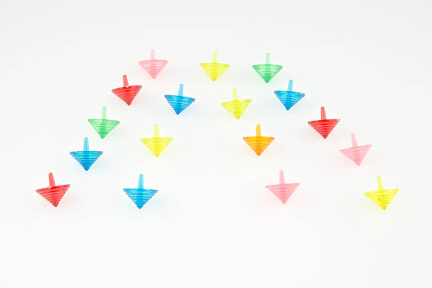 istock Colorful gyroscopes on white background 499403405