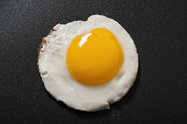 istock Fried egg in a frying pan with non-stick coating 499403922
