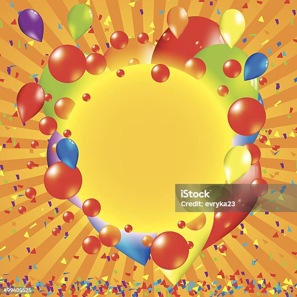 Bithday Feliz Fundo Com Balão - Arte vetorial de stock e mais imagens de Moldura - Composição - Moldura - Composição, Amarelo, Aniversário especial