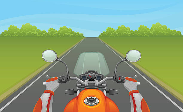 illustrazioni stock, clip art, cartoni animati e icone di tendenza di pilota di moto - motorcycle biker sport city