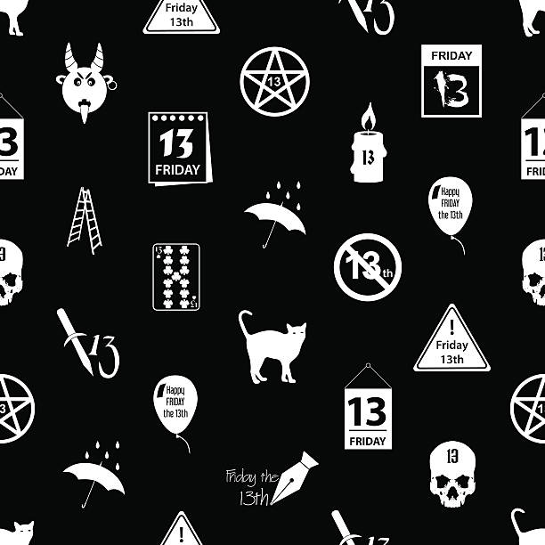 friday the 13 bad luck day icons seamless pattern eps10 friday the 13 bad luck day icons seamless pattern eps10 friday the 13th vector stock illustrations