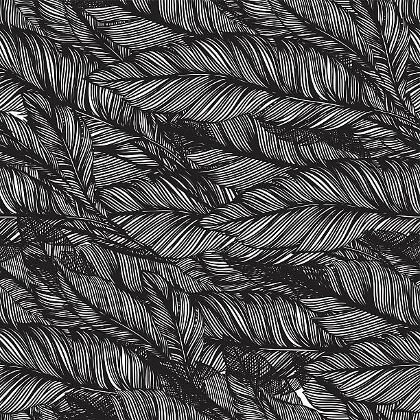 seamless pattern of feathers bird vector art illustration