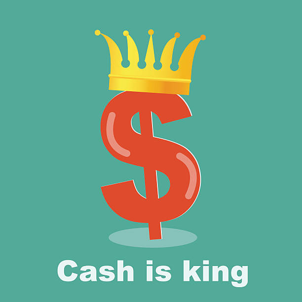 Cash is king - dollar gold grown vector art illustration