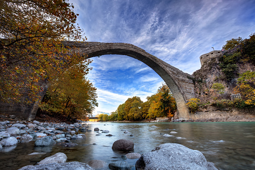 Traditional stone bridge in Konitsa, northern Greece