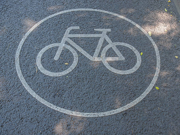istock Bike lane sign 499420769