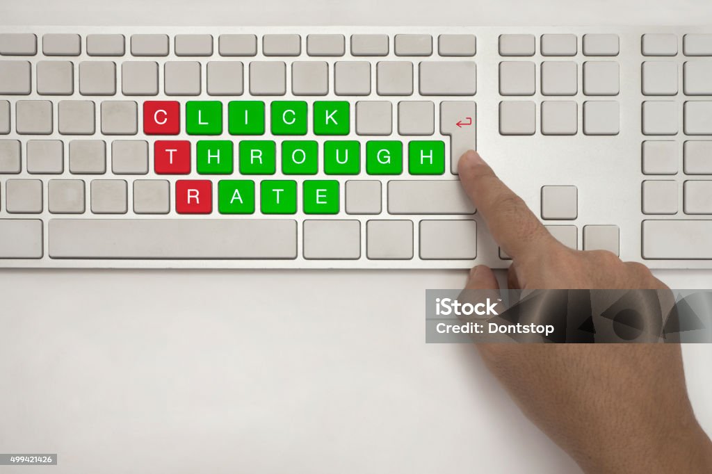 CTR Click Trough Rate on Keyboard Chalkboard - Visual Aid Stock Photo