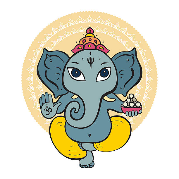 illustrazioni stock, clip art, cartoni animati e icone di tendenza di dio indù ganesha. - elephant art creativity decoration