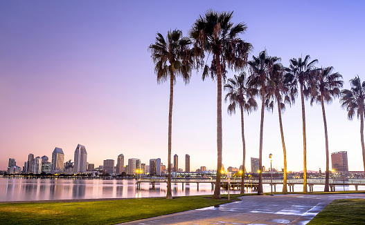 Downtown City of San Diego, California USA at Dawn