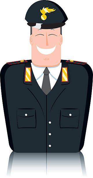 illustrazioni stock, clip art, cartoni animati e icone di tendenza di italiano policeman - portrait white background men 30s