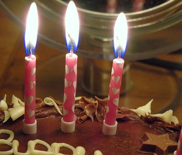 istock Celebration cake candles close up 499423140