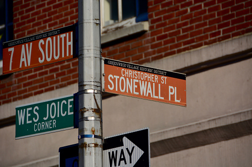 Stonewall place sign in west village or greenwich village, New York