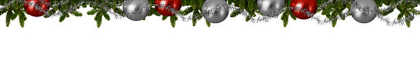 istock Christmas panorama - fir branches with Christmas balls 499423338
