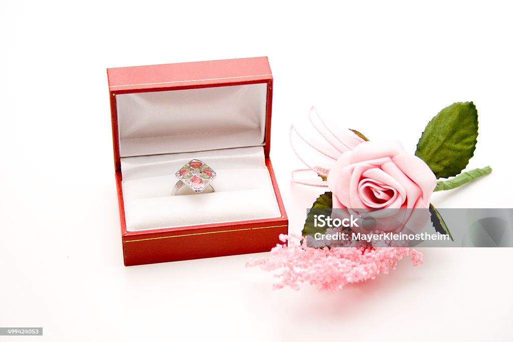 Ladies ring with rose Ladies ring with rose on white background Artificial Stock Photo