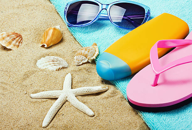 istock beach gear lie on the sand 499424403