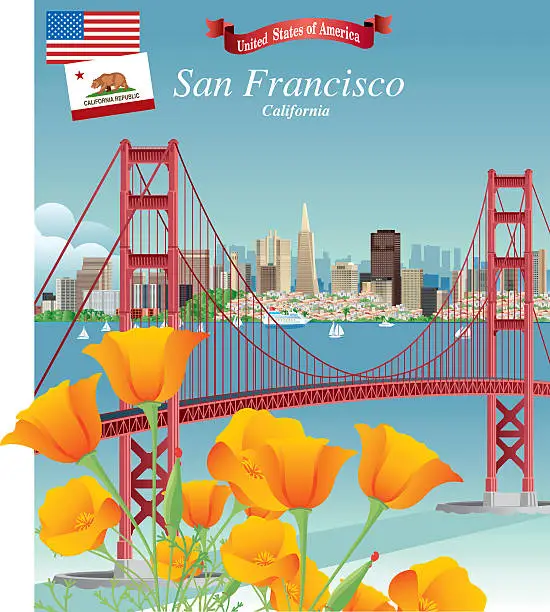 Vector illustration of Golden Gate Bridge