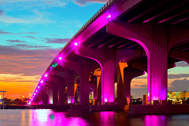 istock Miami Florida at sunset, colorful skyline 499424590