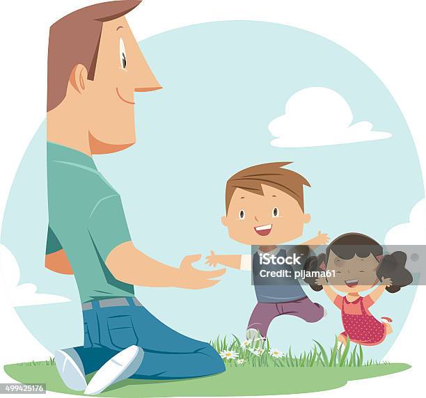 Father And Children Stock Illustration - Download Image Now - Father, Child, Cartoon