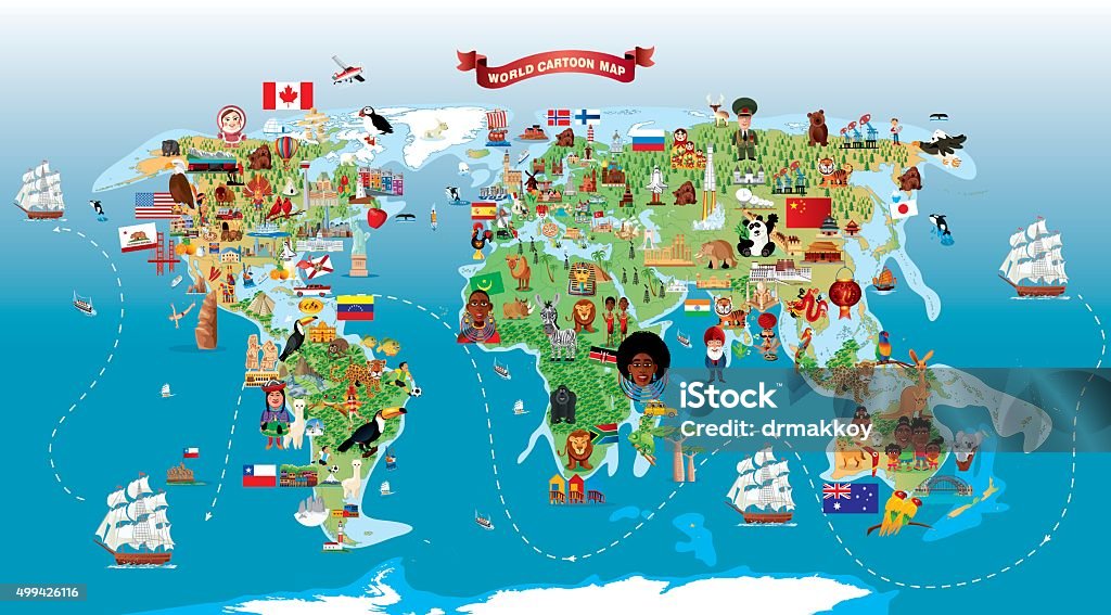 Cartoon map of World World Map stock vector