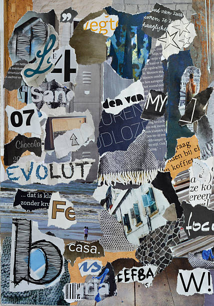 istock blue grey mood board collage sheet made of teared magazines 499426160
