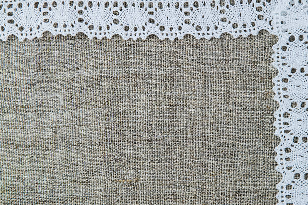 istock Natural linen and lace background 499427058