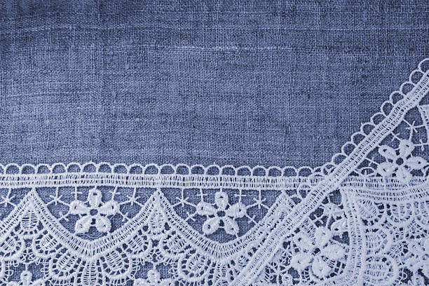 istock Natural linen and lace background 499427286