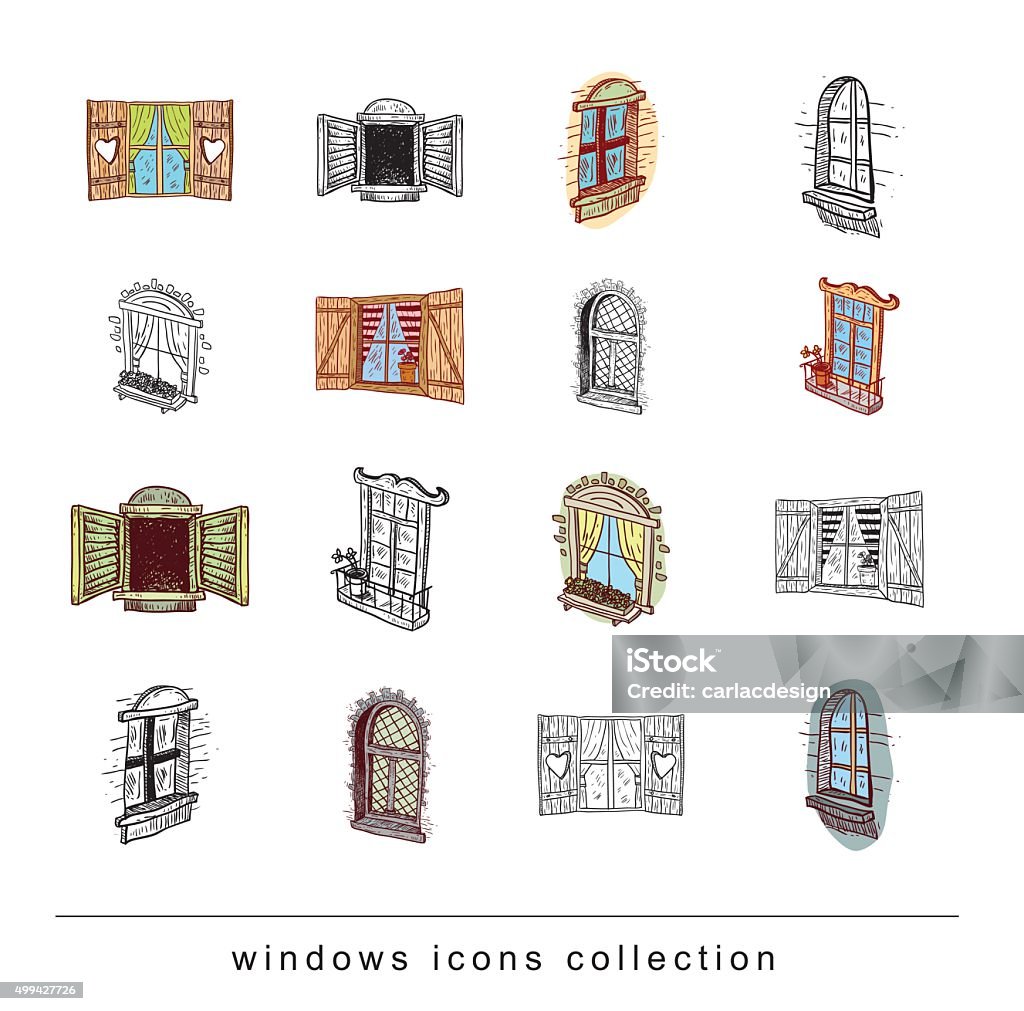 Window Set Drawing Window Set Doodle Vector Illustration Stock Illustration - Download ...