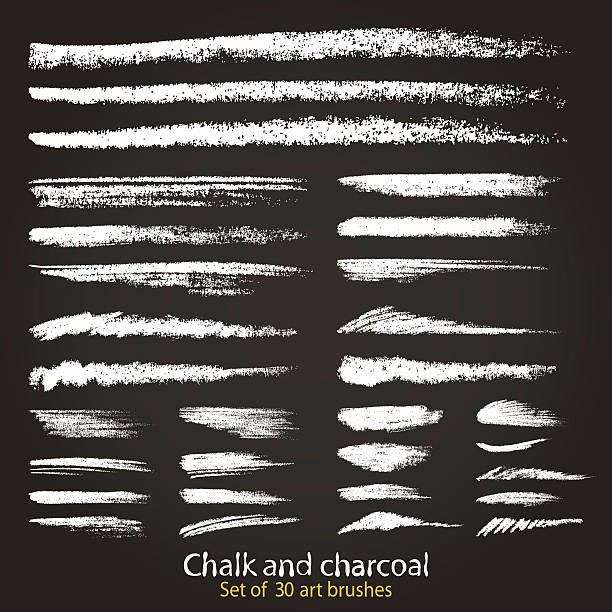 Set of vector grunge brushes created with chalk and charcoal. Saved in the brushes palette chalk stock illustrations