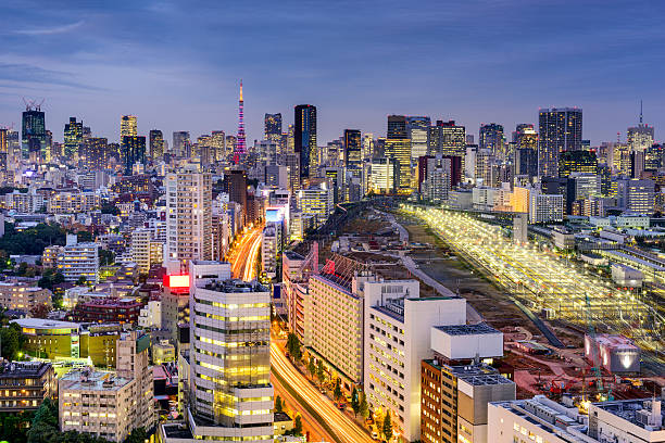 paisaje de la ciudad de tokyo - distrito de shinagawa fotografías e imágenes de stock