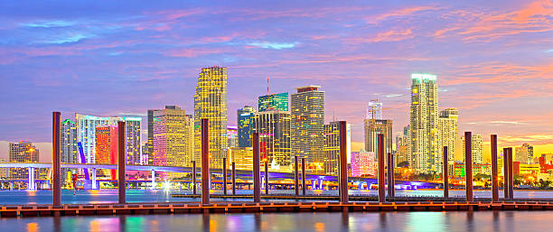 Miami Florida at sunset stock photo