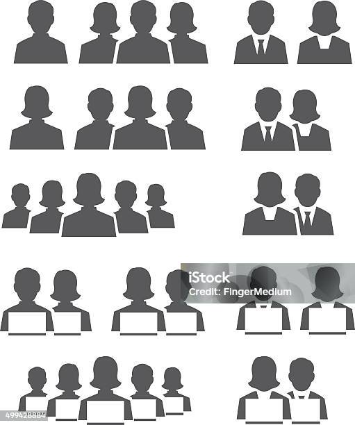 User Icon Set Stock Illustration - Download Image Now - Females, In Silhouette, Males