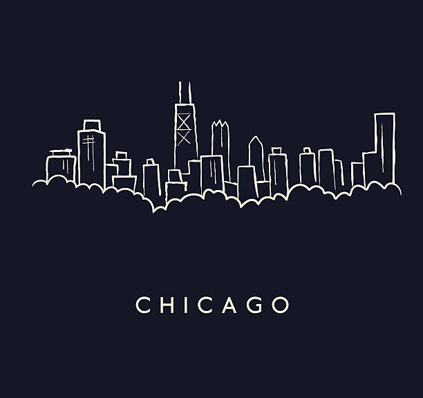 skyline von chicago skizze - hancock building stock-grafiken, -clipart, -cartoons und -symbole