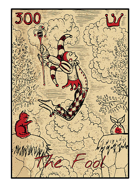 дурак. tarot карты в цвет - fool stock illustrations