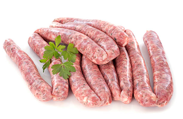 pork sausages stock photo