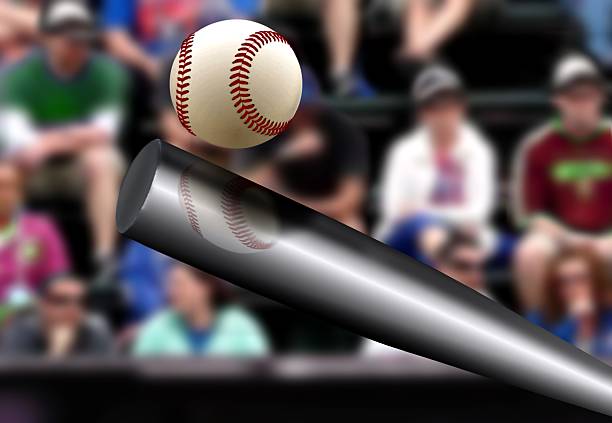 istock Baseball bat hitting ball with spectator background 499432422
