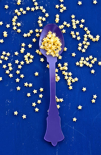 Yellow sugar stars on blue