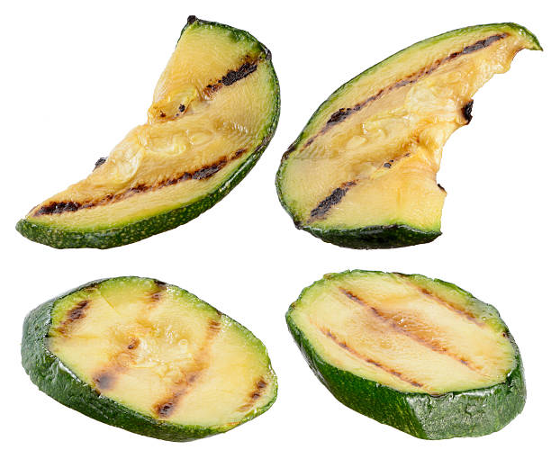 istock Grilled zucchini isolated on white background. Collection 499436093