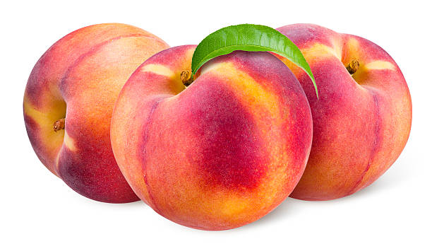 istock Peach fruits isolated on white background 499436829