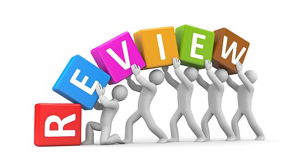 istock Group of people hold cubes with text review 499438109
