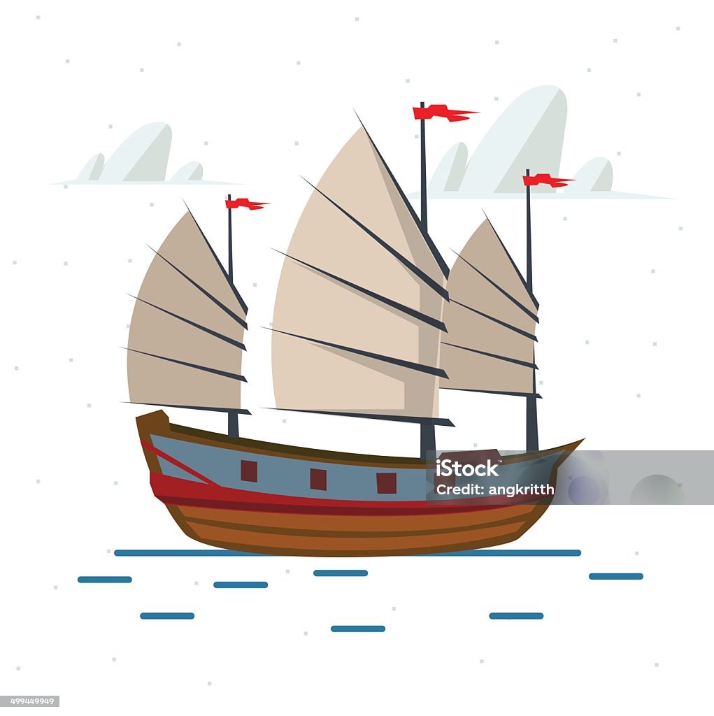 Kapal Cina Ilustrasi Vektor Ilustrasi Stok - Unduh Gambar Sekarang