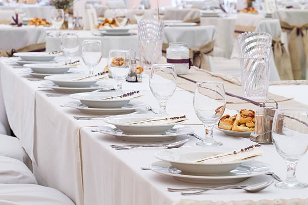 conjunto de mesa de casamento - table wedding flower bow imagens e fotografias de stock