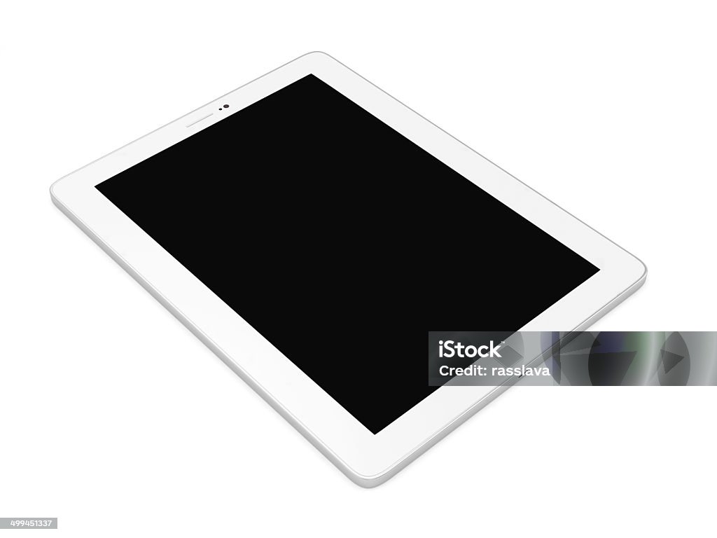 Moderno Tablet PC con pantalla en blanco aislado sobre fondo blanco - Foto de stock de Aplicación para móviles libre de derechos