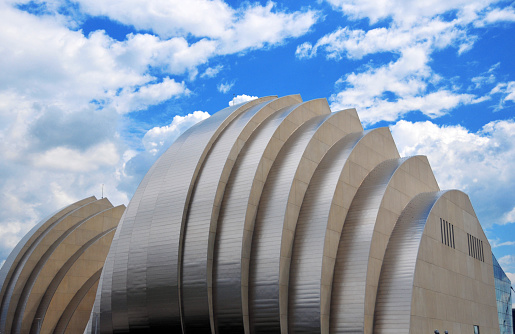 Kansas City, Missouri, USA - September 9, 2011: view of the Kauffman Center for the Performing Arts during its final construction phase
