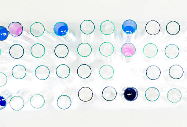 istock Test tubes closeup ,top view ,Science abstract blur  background 499452333