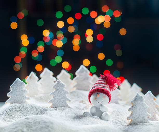istock Snowman and Christmas Trees 499452352