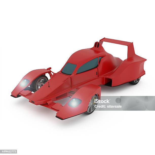 Red Race Car Isolated On White Stock Photo - Download Image Now - Racecar, Three Dimensional, 2015