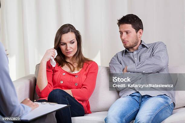 Couple Before Divorce At Psychotherapy Stock Photo - Download Image Now - Adult, Assistance, Beautiful People