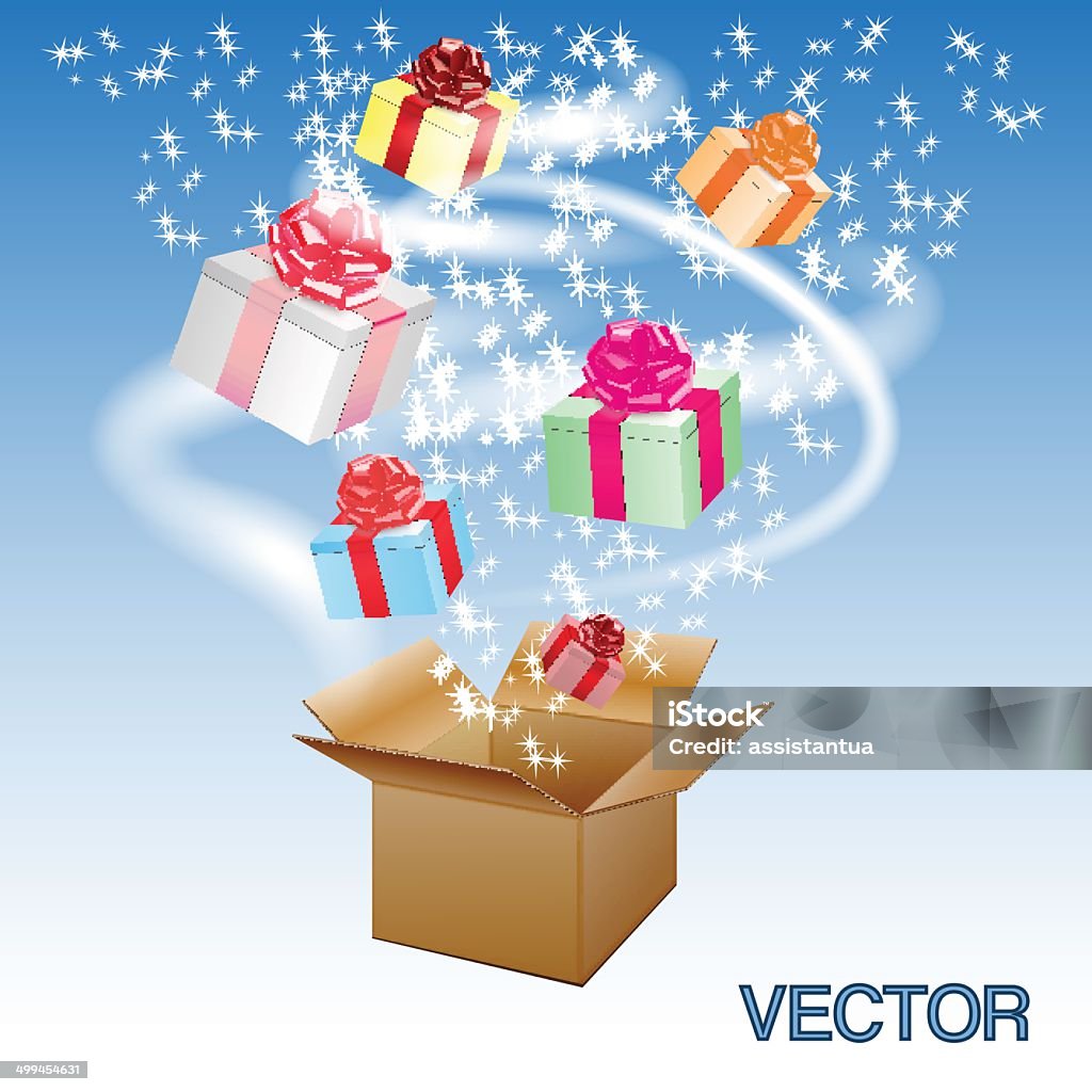 Открытая Картонная коробка с собой gifts.Vector - Векторная графика Абстрактный роялти-фри