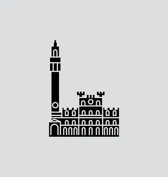 Vector illustration of Piazza Del Campo, Siena Solid Vector Illustration