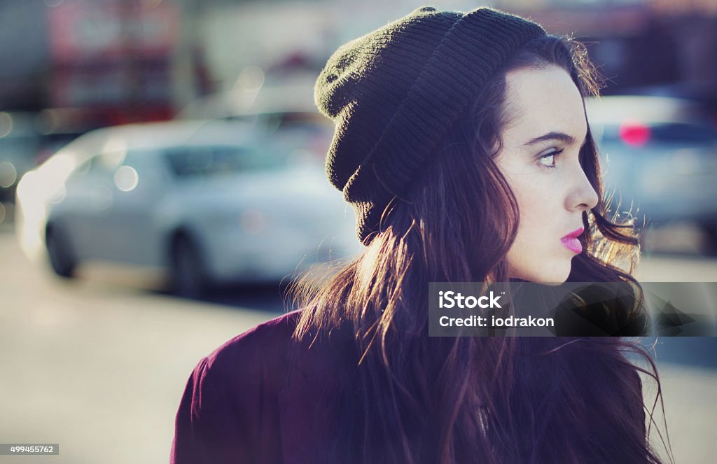 Teen portrait Stock image portrait of urban teen walking outdoors with a blank stare Winter Stock Photo